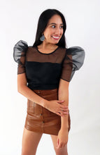 Load image into Gallery viewer, Puff Sleeve Top - Puff Sleeve Blouse - Sheer Blouse
