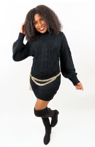 Mini Sweater Dress - Chain Sweater Dress - Sweater Dress