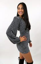 Load image into Gallery viewer, Leopard mini dress - Long Sleeve Dress - Leopard Dress
