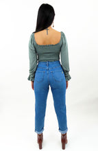 Load image into Gallery viewer, Ripped Denim Jeans - Denim Mom Jeans - Ripped Mom Jeans
