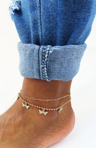 Chain Anklet - Butterfly Anklet - Gold Anklet
