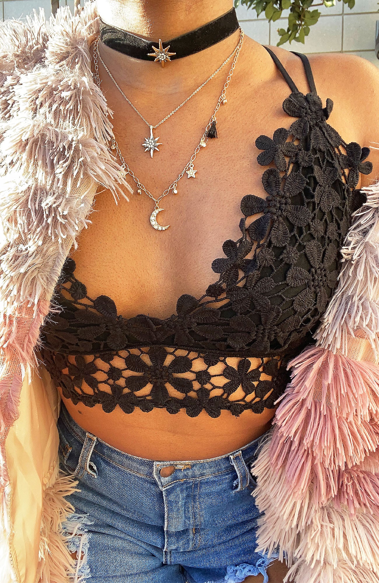 Flirty Crochet Lace Bralette (Black)