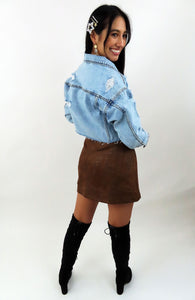Suede Skirt - Mini skirt - High Waisted Skirt