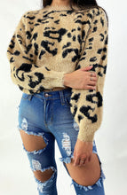Load image into Gallery viewer,  Leopard Sweater - Knit Sweater - Crop Sweater
