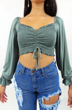 Load image into Gallery viewer, Smocked Long Sleeve Top - Smocked Crop Top - Long Sleeve Crop Top
